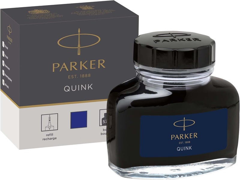 Parker Fountain Pen Liquid Bottled Quink Ink, 57 ml, Blue - Image 1